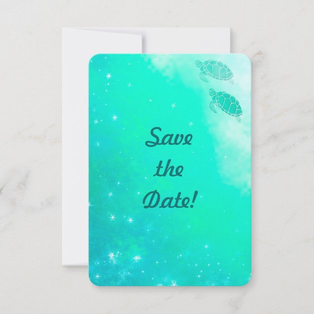 Beach Wedding Modern Ocean Mystical Sea Turtles Save The Date