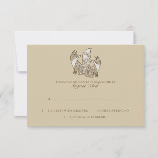 Two Foxes Wedding Invitation rsvp