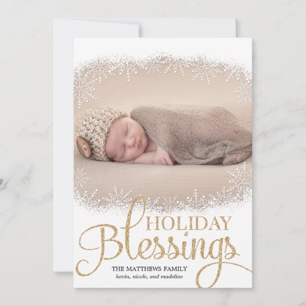 Holiday Blessings Holiday Photo Cards - White (front side)
