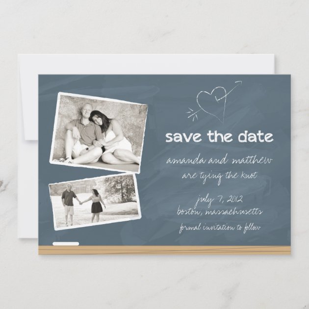 Chalkboard Save the Date with Photos (front side)