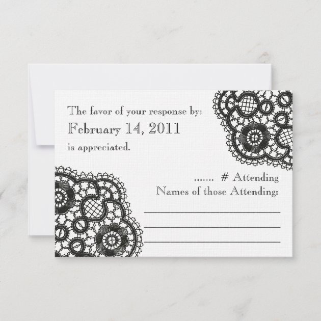 Black Lace on White (Wedding Reply Cards) RSVP Card