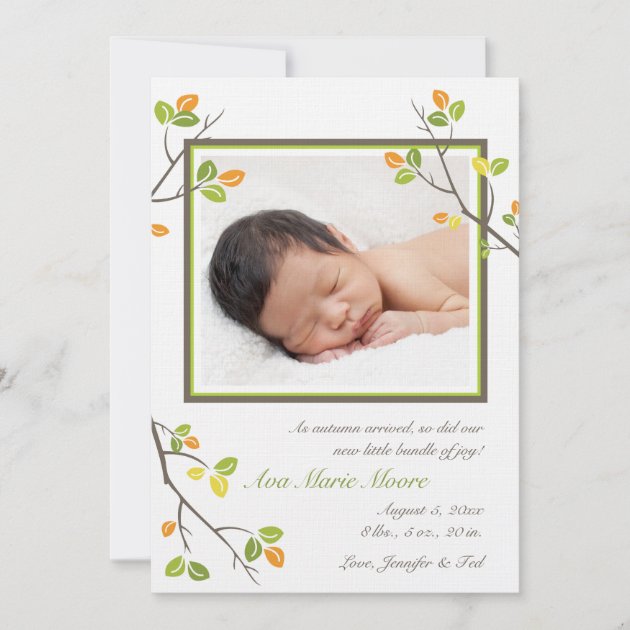 Leaves and Branches Birth Announcement