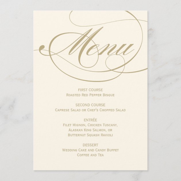 Wedding Dinner Menu Card | Gold Calligraphy Design