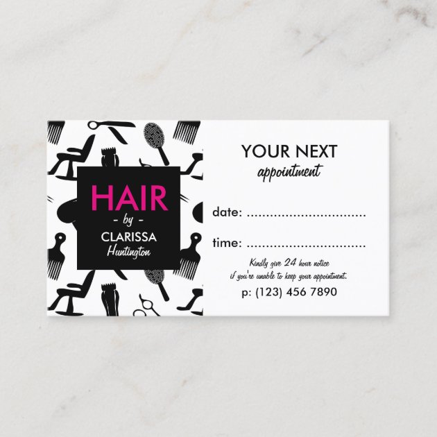 Chic Hair Stylist Appointment Card (front side)