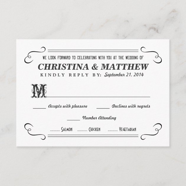 Rustic RSVP Chalkboard Style Reply Cards