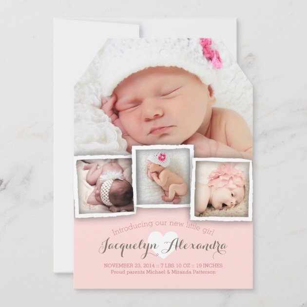 Modern Baby Dreams Sweet Girl Birth Announcement (front side)