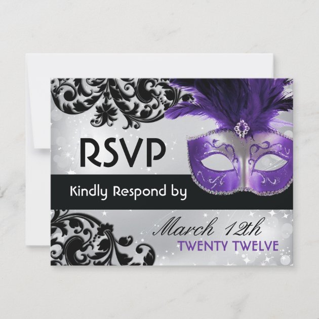 Masquerade Wedding RSVP Cards (front side)