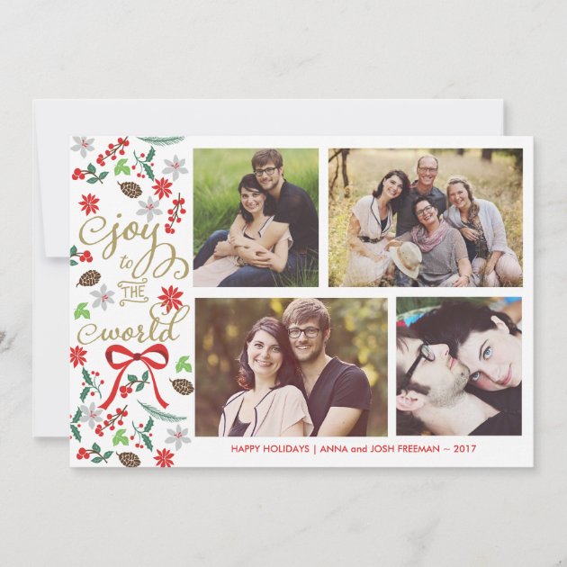 Modern Joy To The World Holidays Photo Card (front side)
