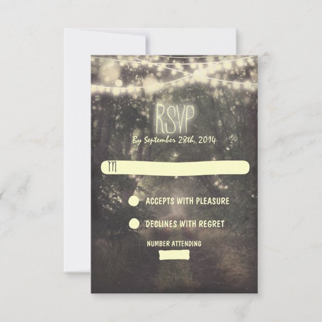 Trees and night lights wedding RSVP cards