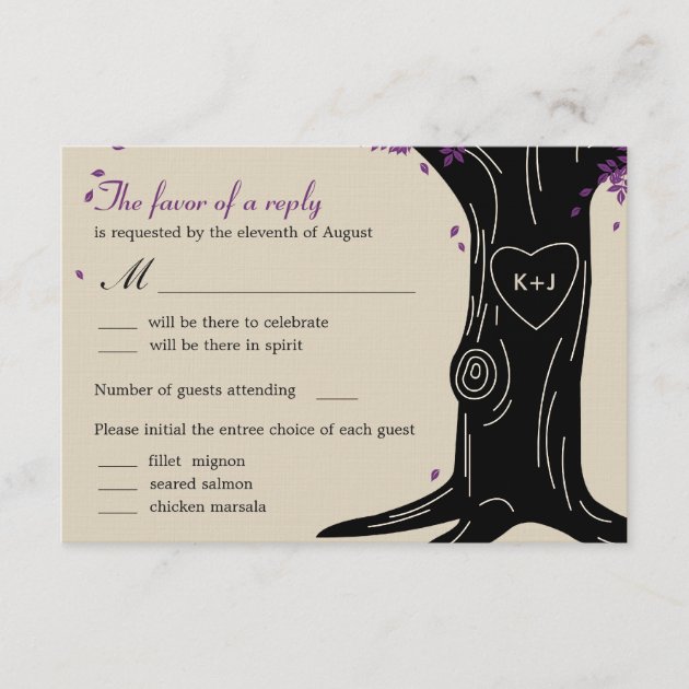 Oak Tree Wedding RSVP Card w/ Menu Selection