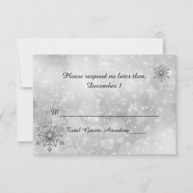Winter Snowflake Wedding RSVP Card