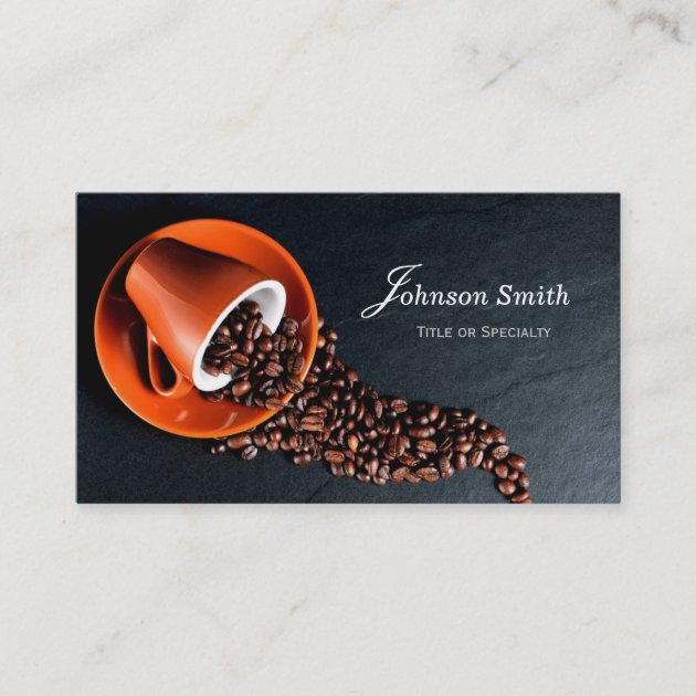 Modern Stylish Coffee Cup Coffee Beans Business Card (front side)