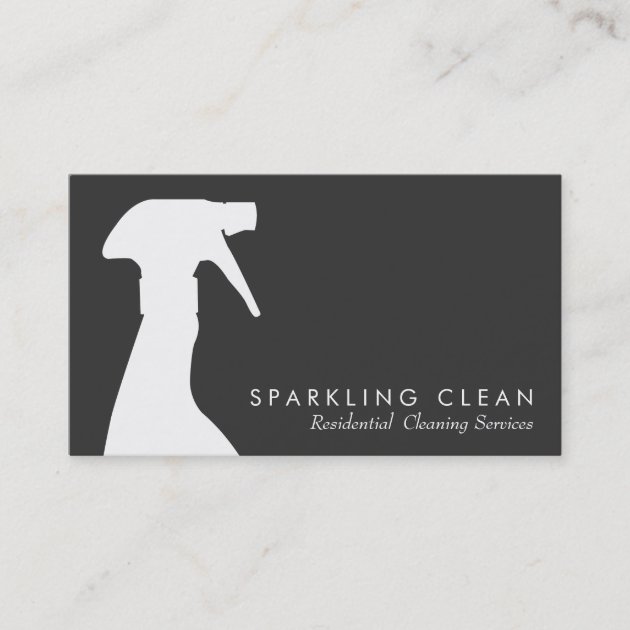 Professional Cleaning Service Spray Bottle Business Card (front side)