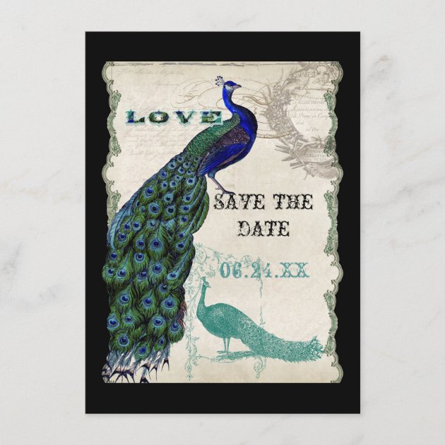 Vintage Peacock 5 - Save the Date