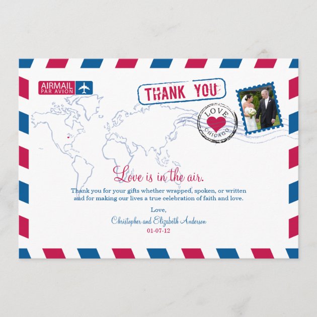Chicago Airmail Wedding Thank You