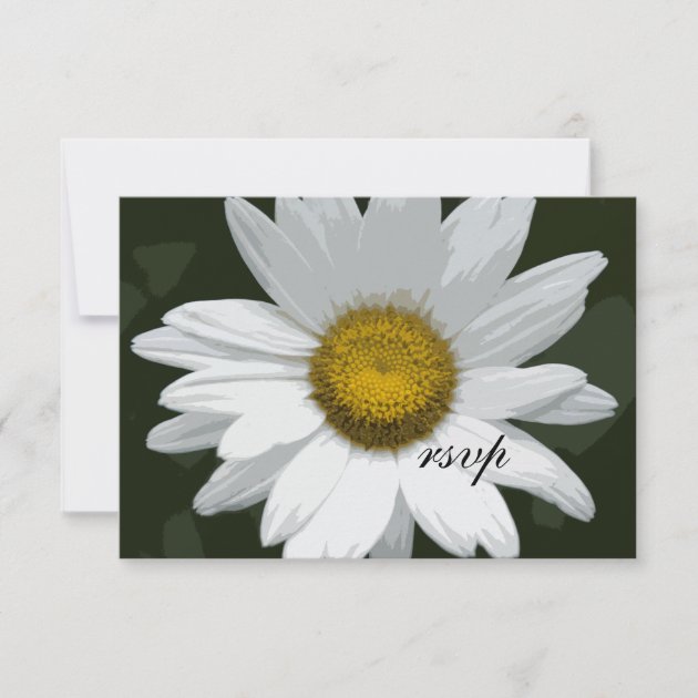 White Daisy Flower Wedding RSVP Response Card