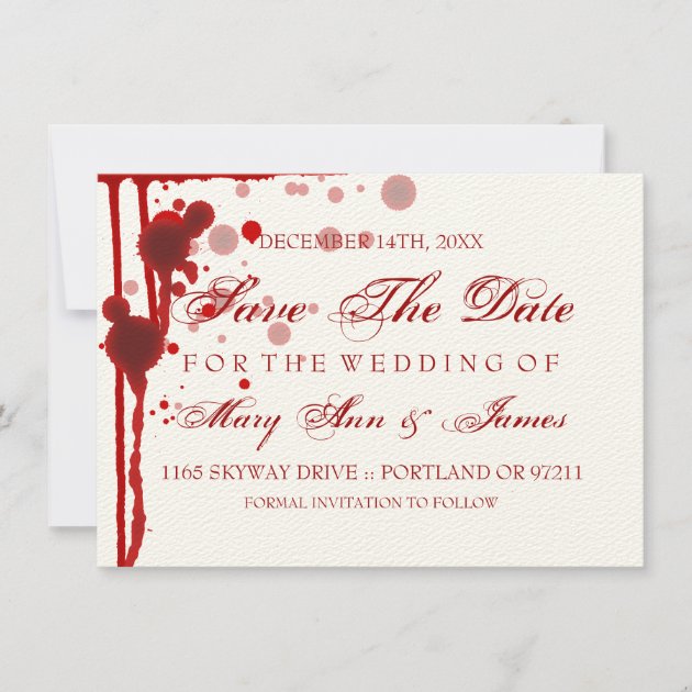 Vampire Halloween Save The Date Fake Blood Red