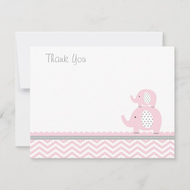 Pink Elephant Thank You Card