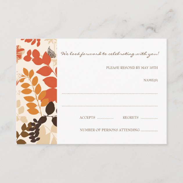 Fall Leaves Collage RSVP Card Wedding