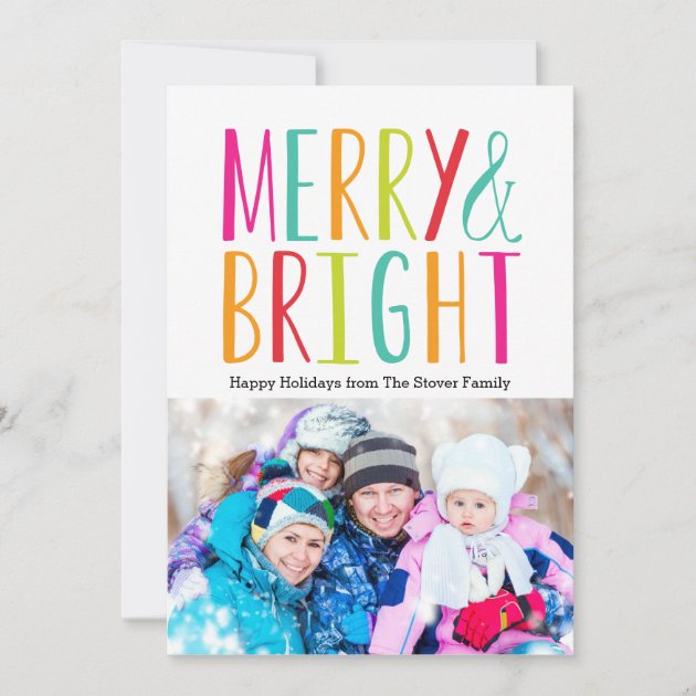 Simply Merry & Bright Holiday Photo Cards (front side)