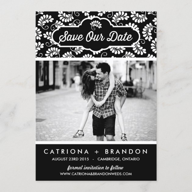 BLACK FLORAL PATTERN | SAVE THE DATE ANNOUNCEMENT