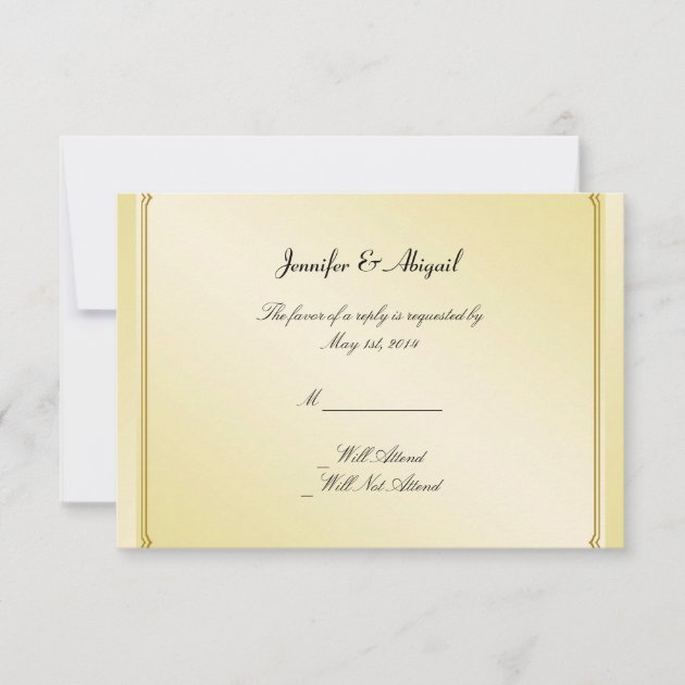 Elegant Gold Floral Gay Wedding Response Card