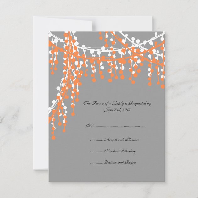 Orange and Gray Beaded Wedding Invitation RSVP