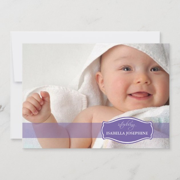 Simply Elegant (purple) Baby Birth Announcement