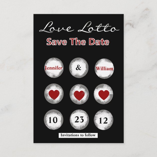 Faux Love Lotto Save the Date Announcement