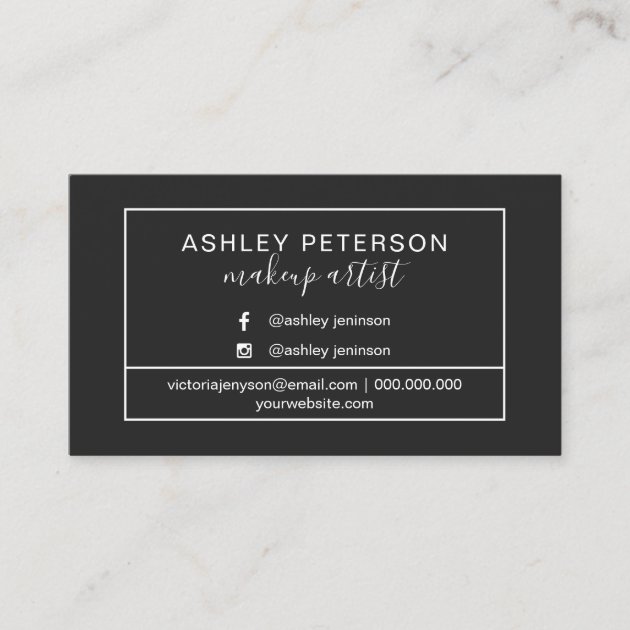 Photo makeup artist frame typography business card (front side)
