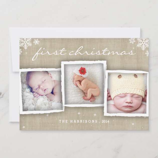 Whimsical Burlap Rustic Merry Christmas Photo Holiday Card
