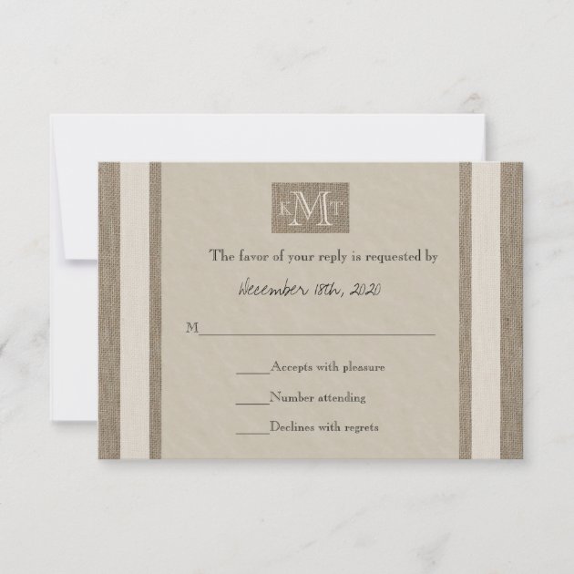 RSVP Wedding Invitation -- Burlap Parchment Look