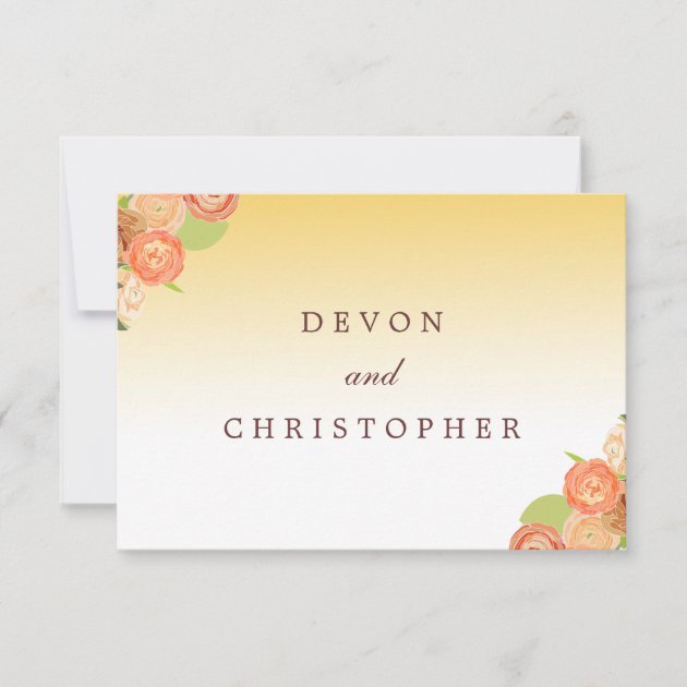 Ombre Floral Wedding Response Cards