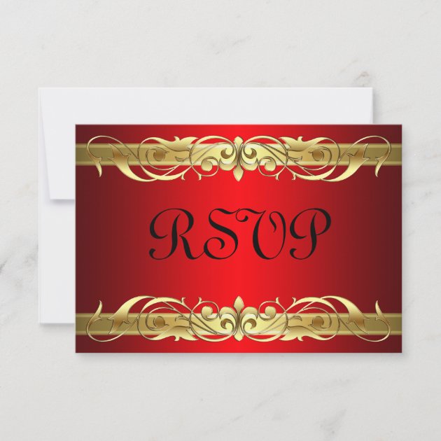Grand Duchess Gold Scroll Red RSVP Card