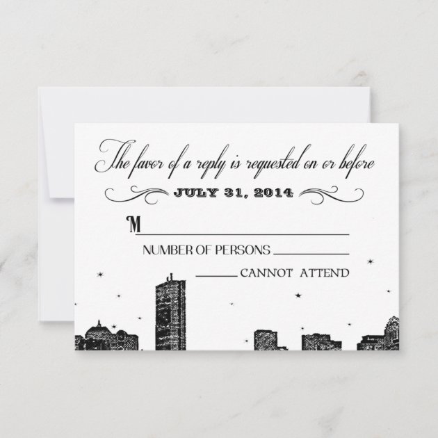 Boston Skyline RSVP card matching invitation