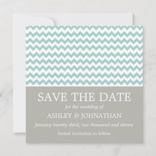Blue Chevron Wedding Save The Dates Save The Date (front side)