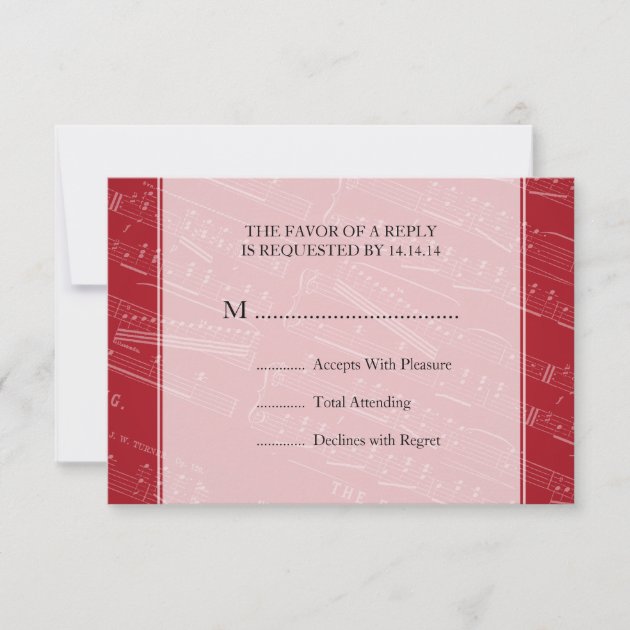 Elegant Wedding RSVP Sheet Music Red