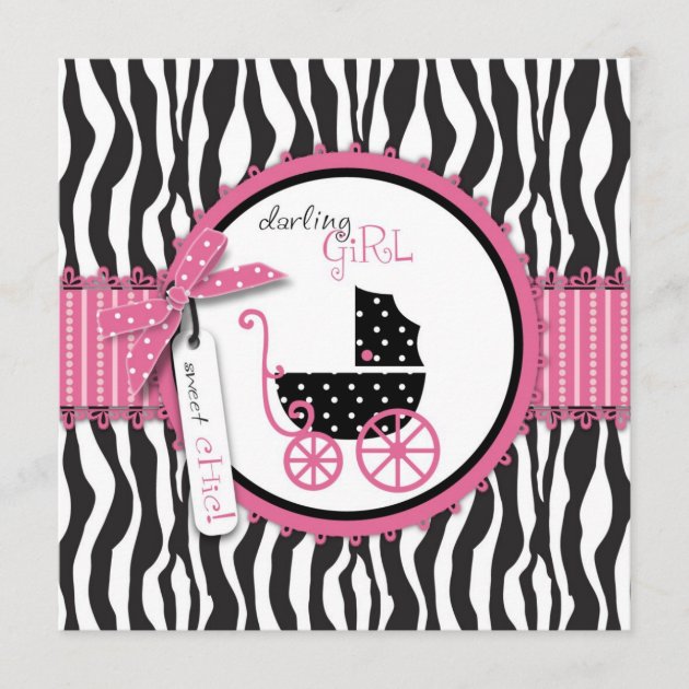 Zebra Print & Baby Carriage Baby Shower