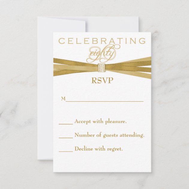 Elegant 80th Birthday Party Invitations RSVP Card (front side)