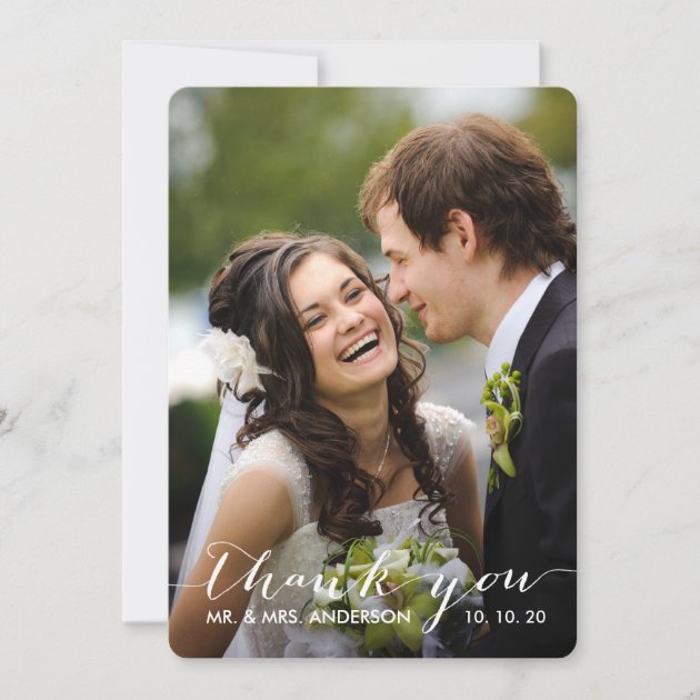 Simple Handwriting | Wedding Photo Thank You Card (front side)
