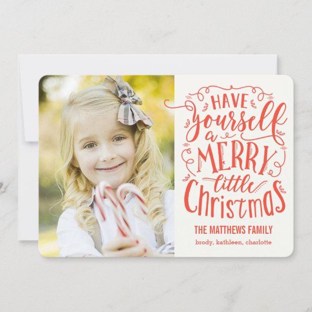 Merry Little Christmas Holiday Photo Card (front side)