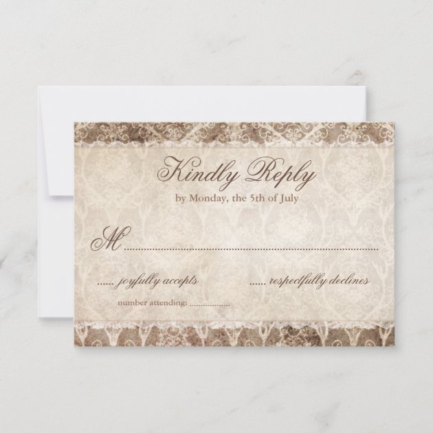Rustic Country Antler + Lace Wedding RSVP Cards