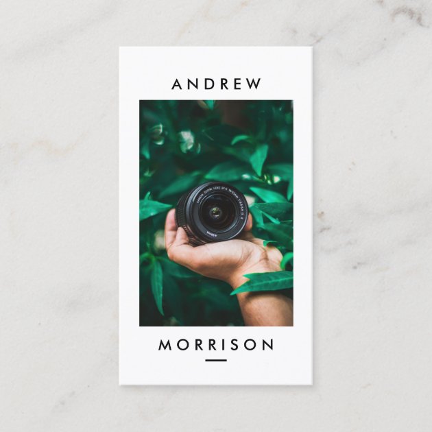 Minimalist Camera Photographer Business Card (front side)