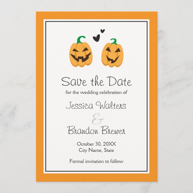 Cute Halloween wedding save the date announcement