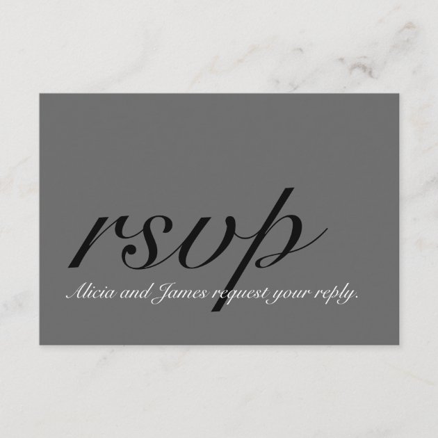 Grey, Black, Simple Wedding RSVP with Initial