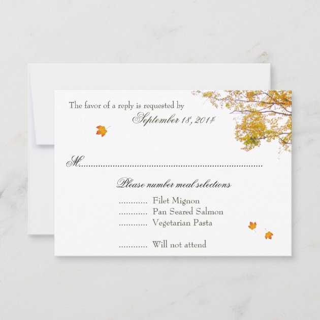 Our Tree in Fall Wedding Menu Reply Cards