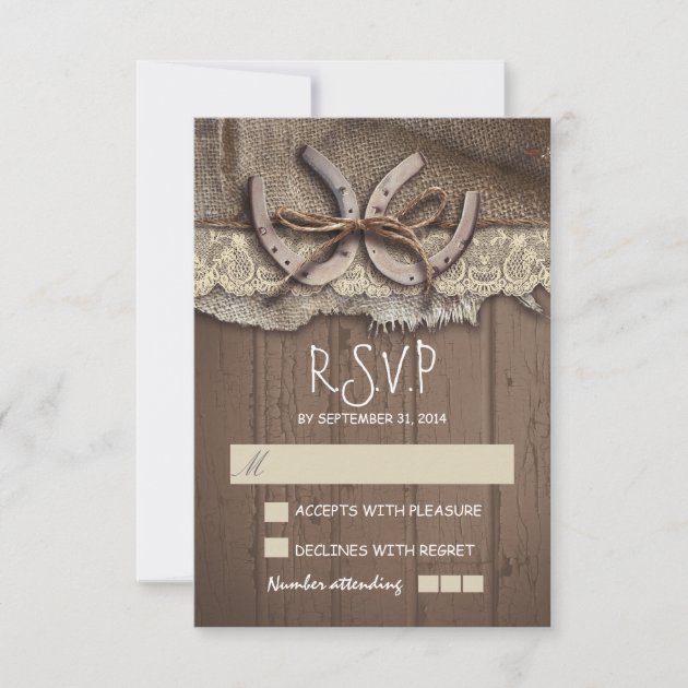Rustic country wedding RSVP cards (front side)