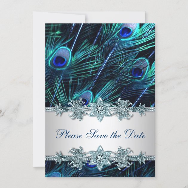 Royal Blue Peacock Wedding Save the Date