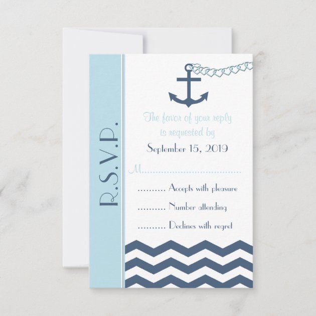 Nautical RSVP Wedding Invitation Card (front side)