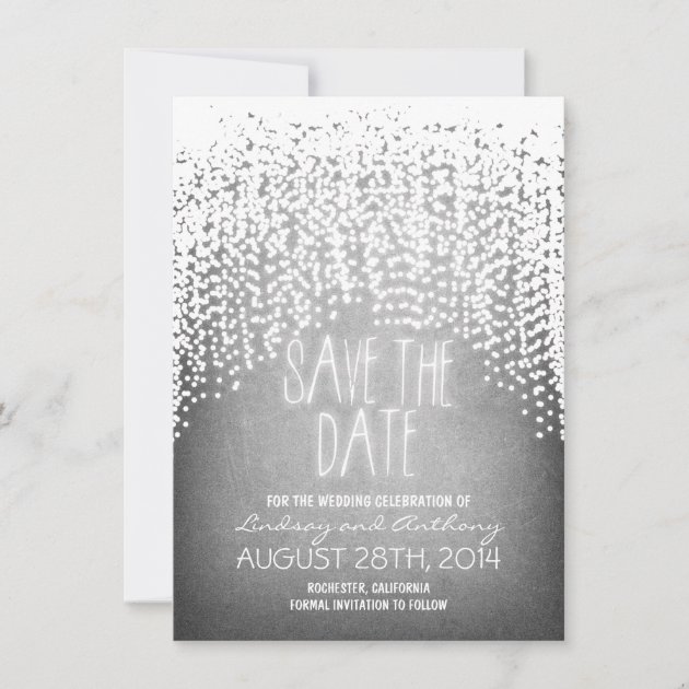 string lights shine rustic save the date cards